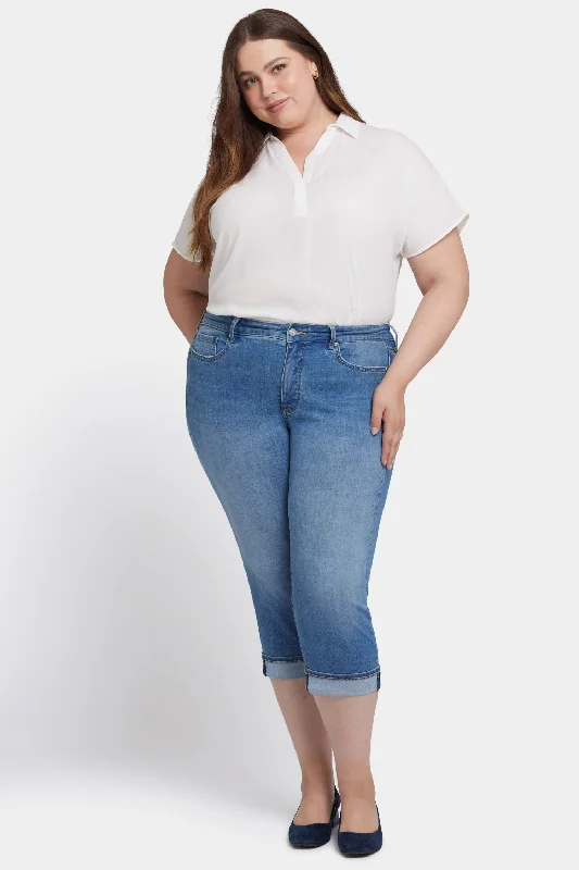 Marilyn Straight Crop Jeans In Plus Size - Water Canyon