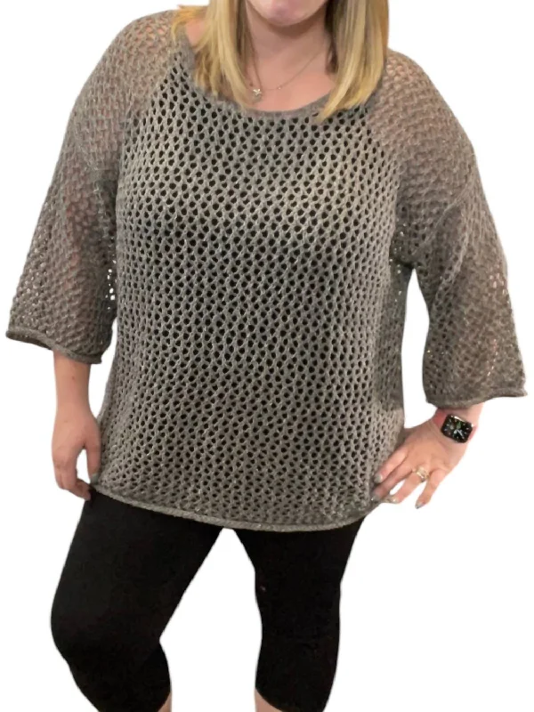 Open Weave Castlerock Sweater In Grey