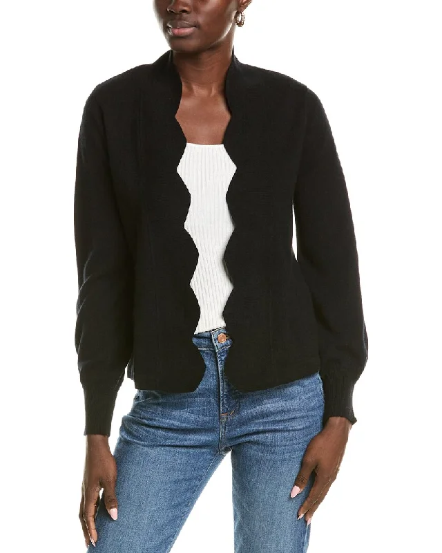 sofiacashmere Scallop Edge Cashmere Cardigan