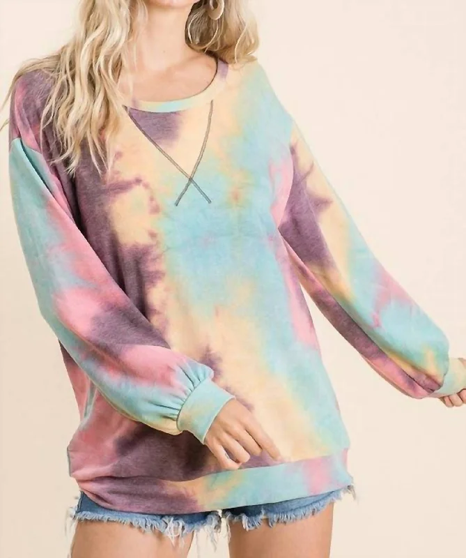 Tie Dye Pullover In Multi