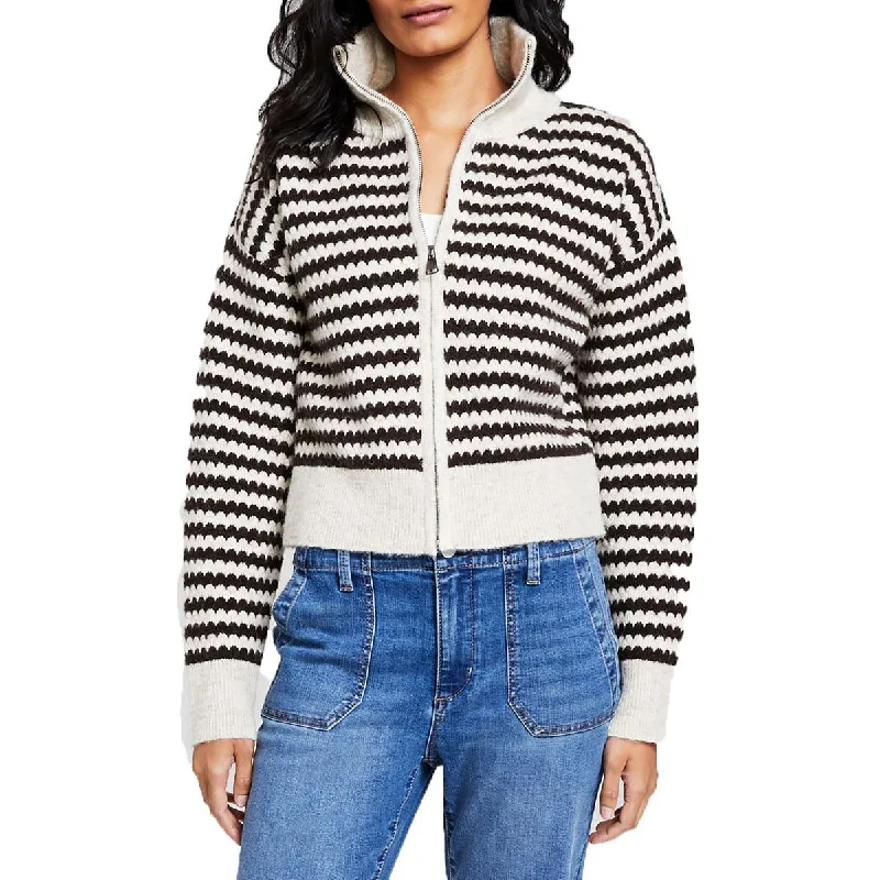 Womens Cardigan Ribbed Full Zip Sweater